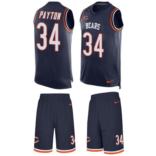 Nike Bears #34 Walter Payton Navy Blue Team Color Men's Stitched NFL Limited Tank Top Suit Jersey - Click Image to Close